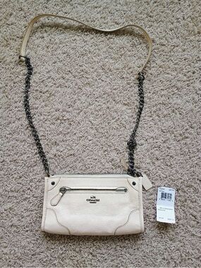 NWT Coach Mickie leather crossbody bag Chalk F52646